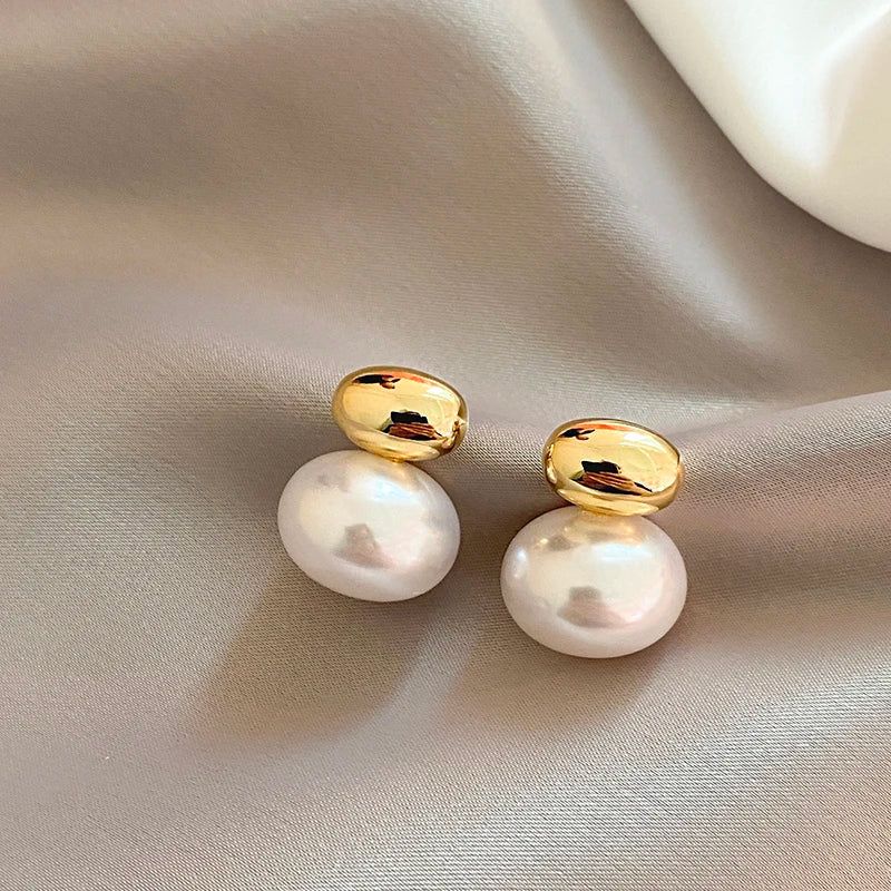 Elegant Gold & Pearl Earrings